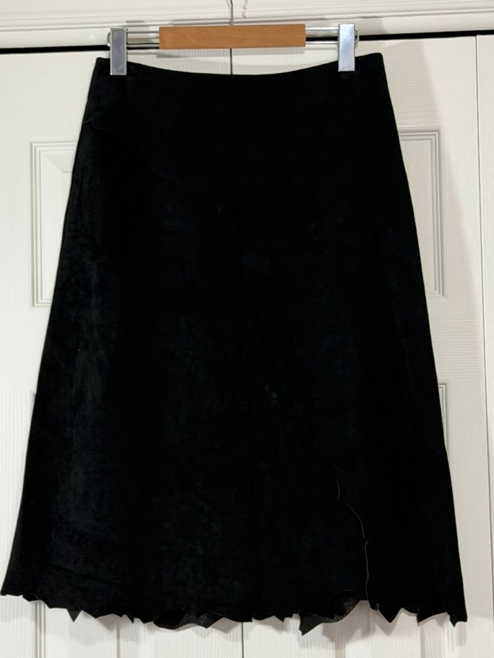 Asymmetrical Genuine Suede Skirt by Danier, Black (Made in Canada)